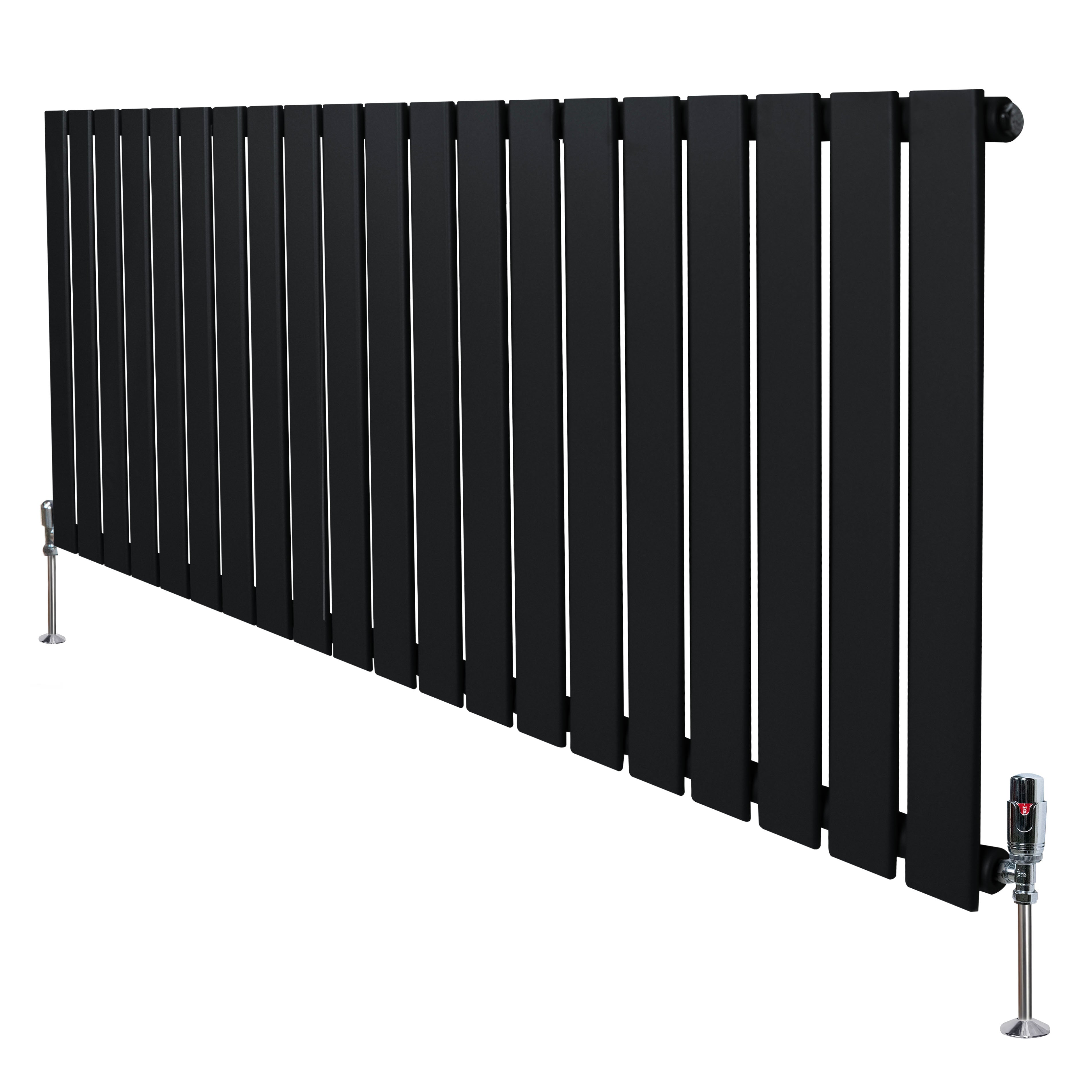 Q-Rax Radiatore Piatto Nero 600x1400 mm Monocolonna Valvole