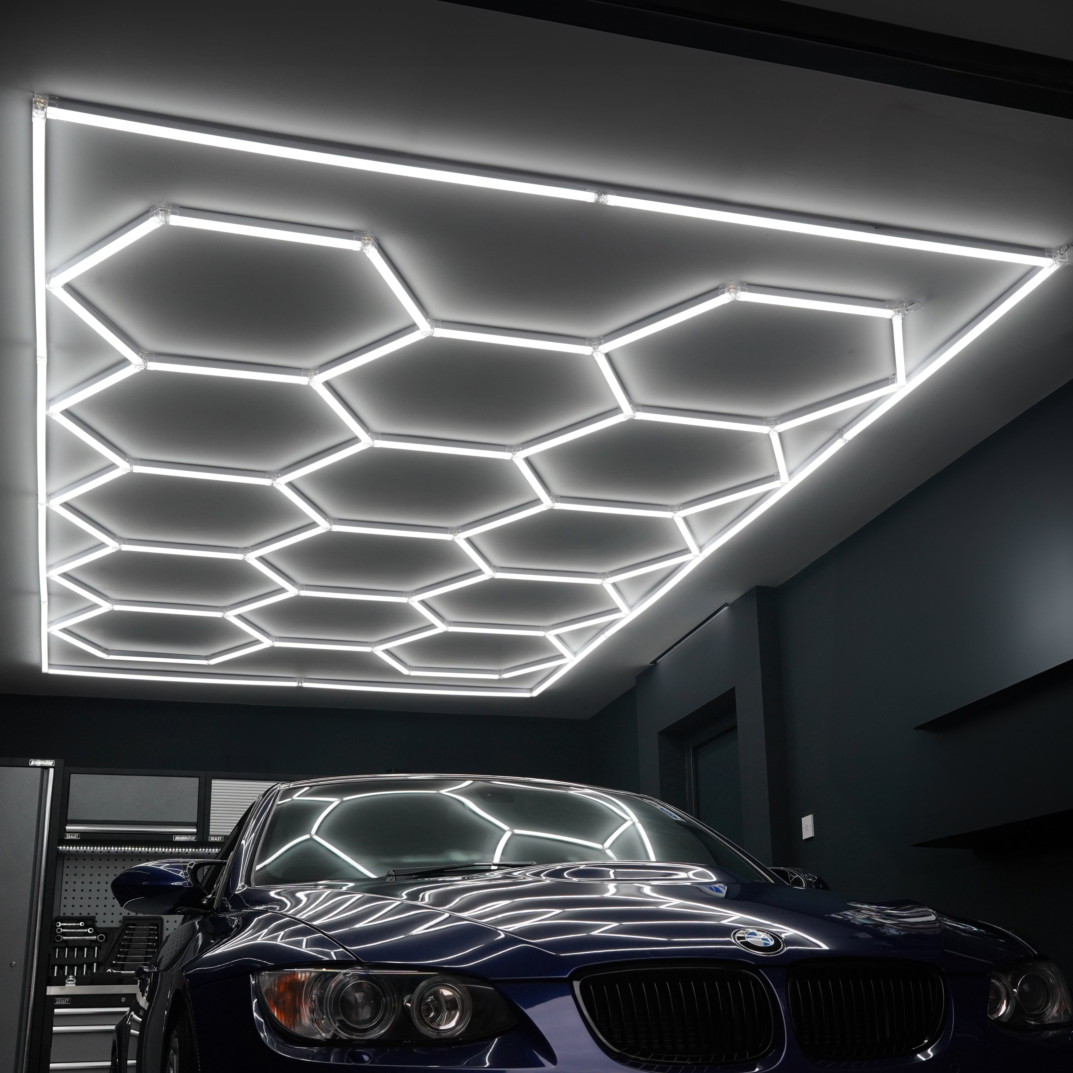 Q-Rax Piastrelle Ventilate Esagonale 14 plafoniera LED 6000K cornice