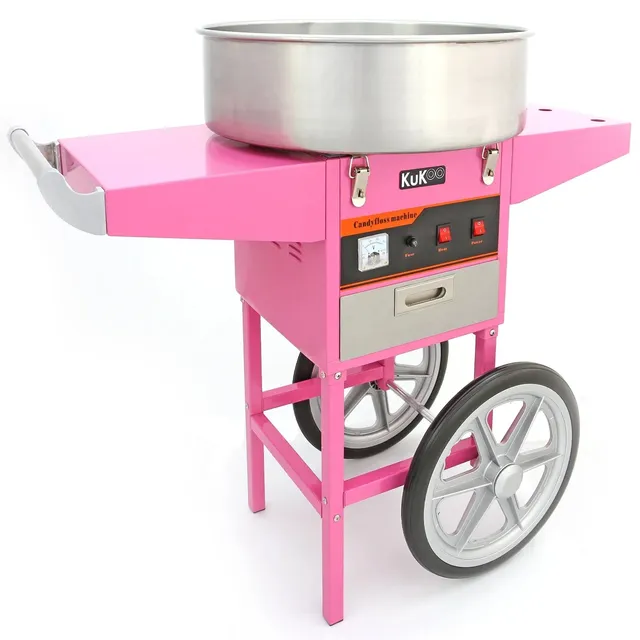 Q-Rax Macchina Zucchero Filato Rosa 50 cm con Carrello