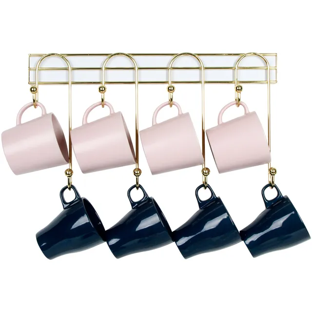 Jackcube Kitchen Portatazze Parete Oro 8 Ganci Metallo