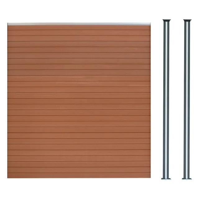 Q-Rax Recinzione Pannello 180x185 Marrone 2 Pali LED Solari