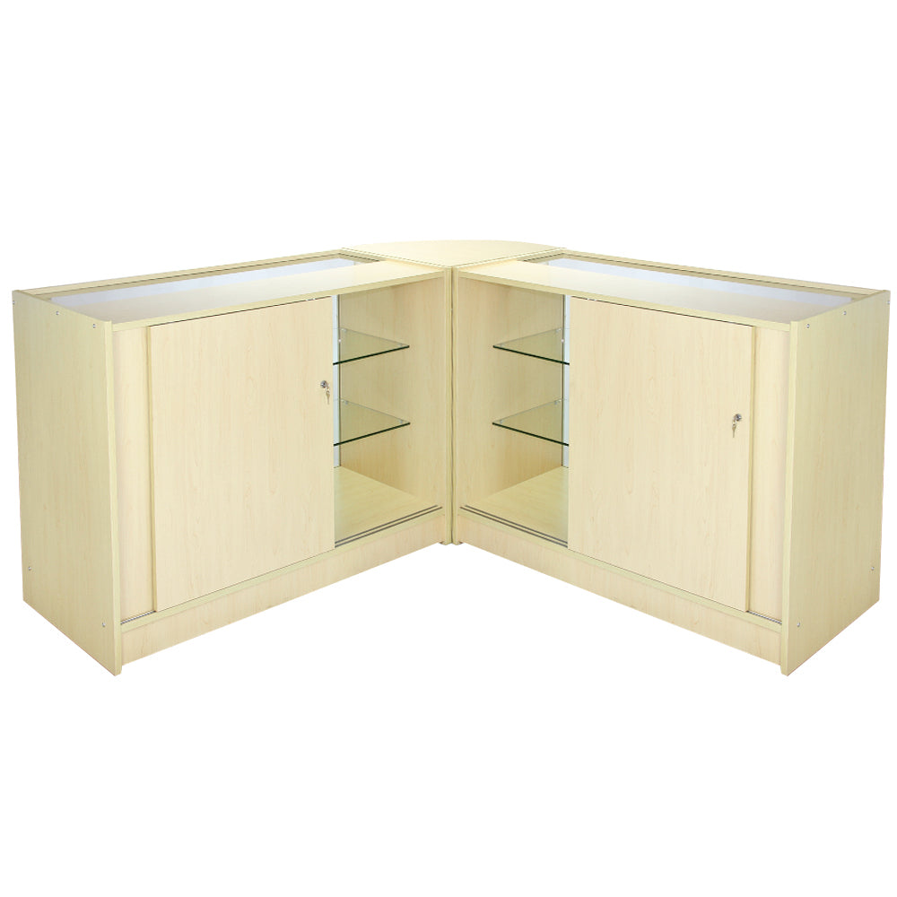 Q-Rax Pulsar Set 3 Banconi Negozio Acero Laminato con Vetro
