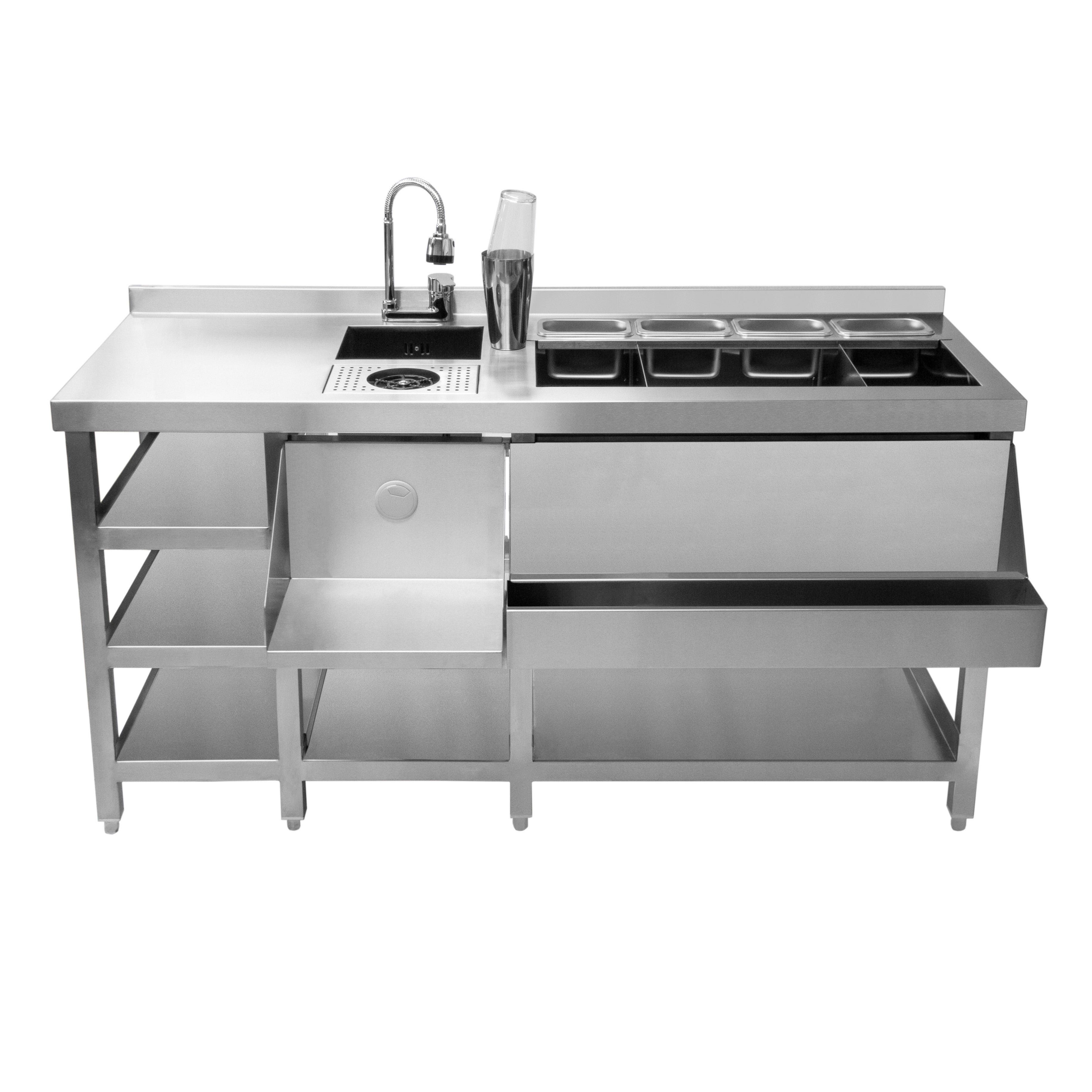 Q-Rax Postazione Cocktail Modulare Acciaio Inox con Ghiaccio