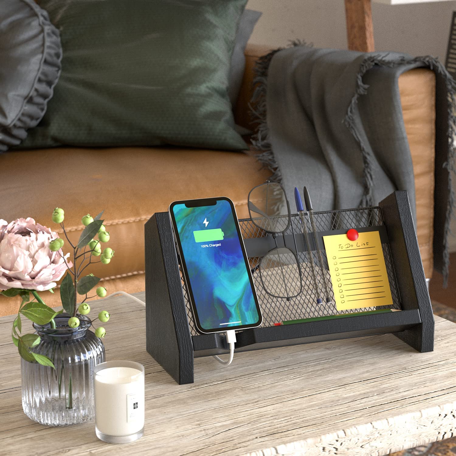 Jackcube Design Home Office docking station legno nero rete metallica