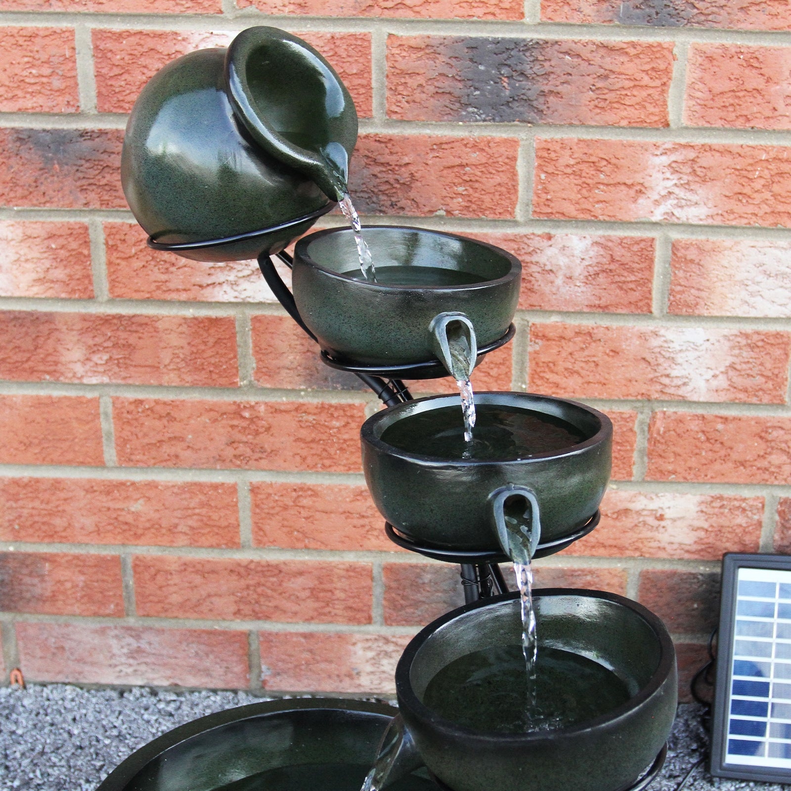 Q-Rax Fontana Solare a Cascata fontana verde 56 cm