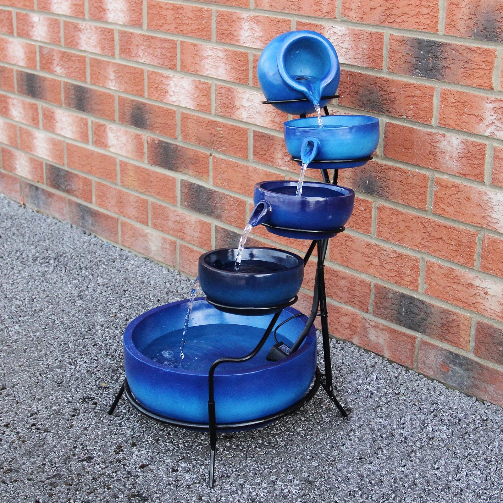 Q-Rax Accessori Casa Fontana Solare a Cascata Blu 56cm