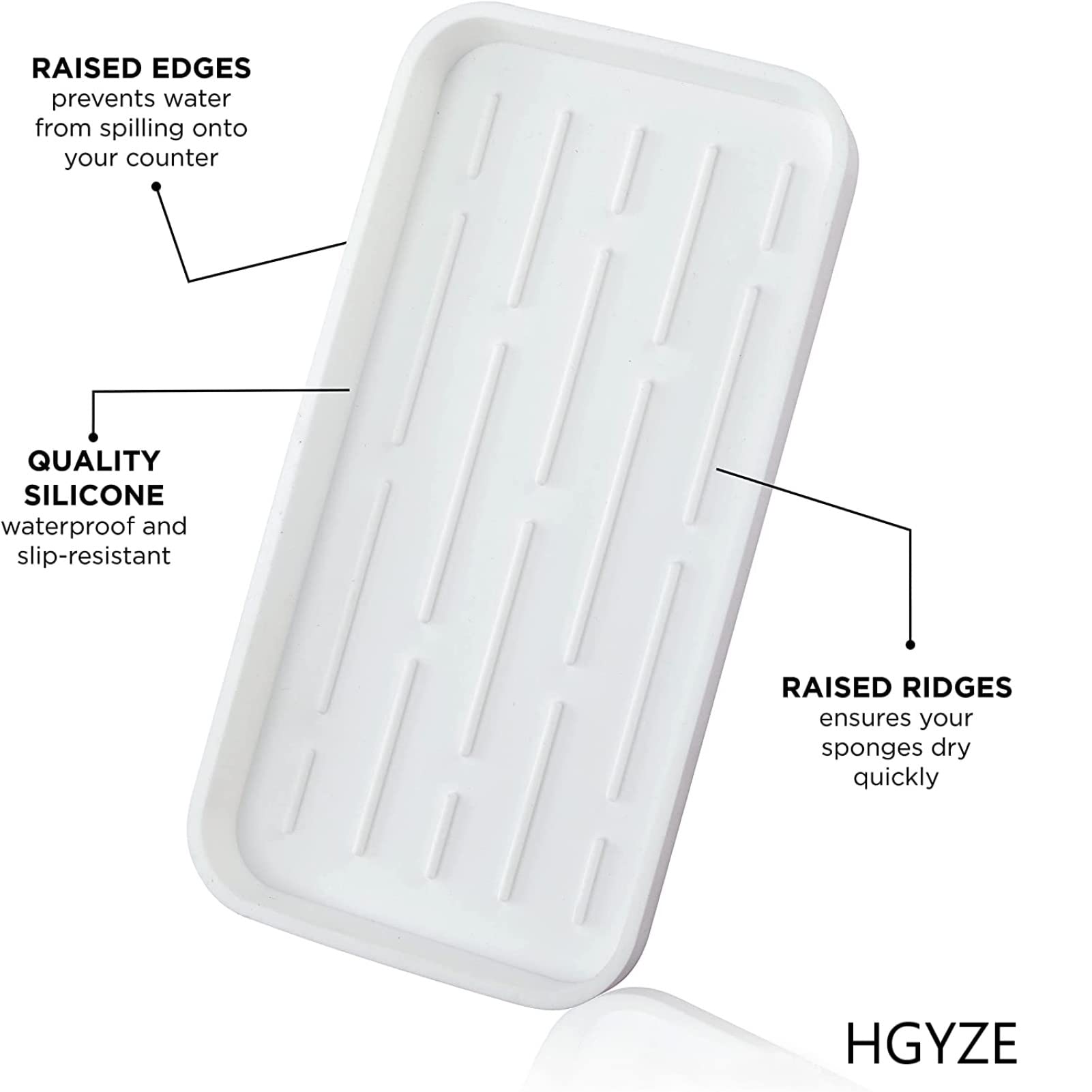 HGYZE Tappetino Scolapiatti Silicone 25,5x14 Bianco Bar Mat