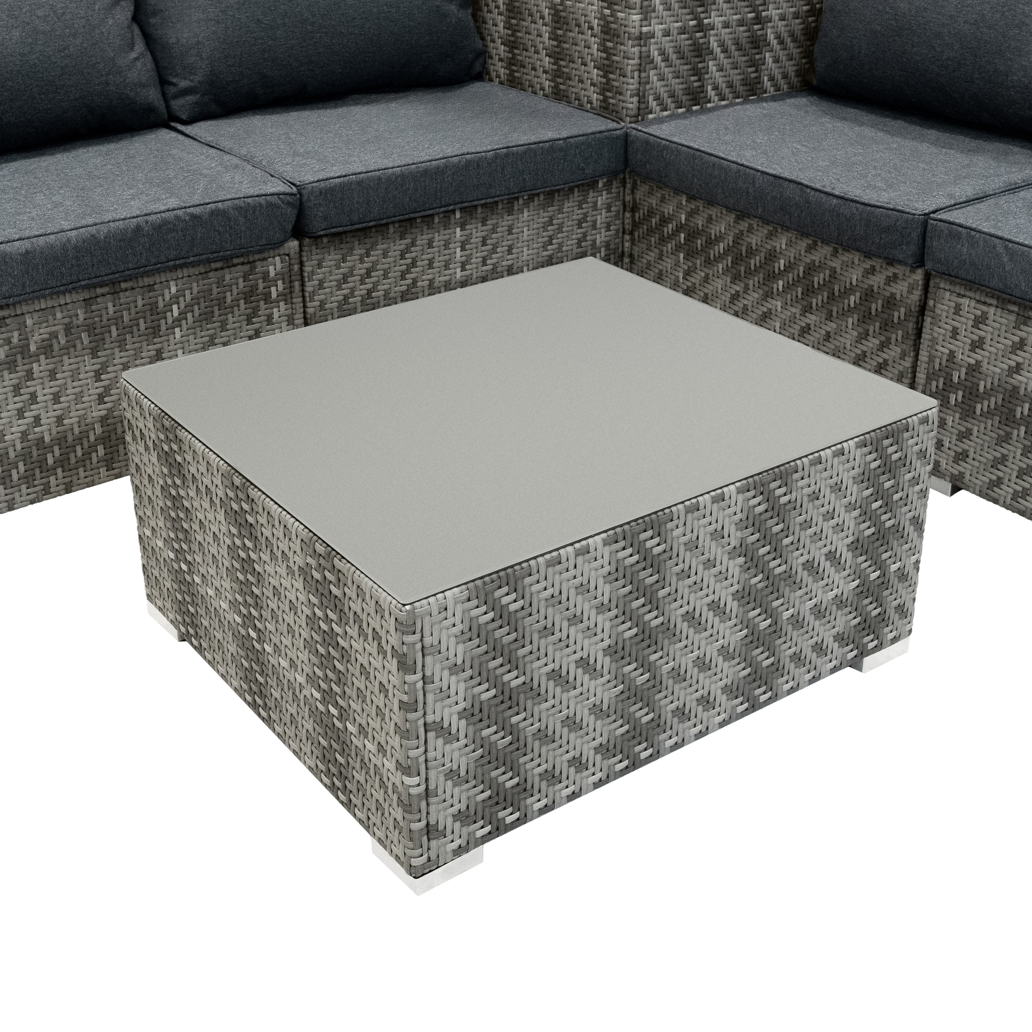 Q-Rax Mobili Esterno Set Giardino 6 Pezzi Rattan Grigio Baule