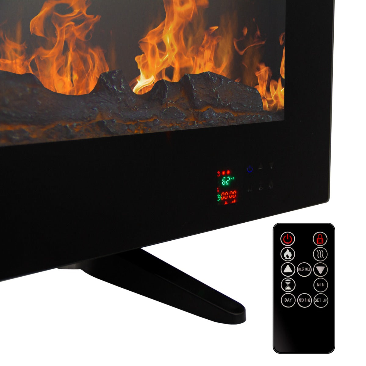 Q-Rax Caminetto Elettrico Incasso 50 Pollici Nero 1850W