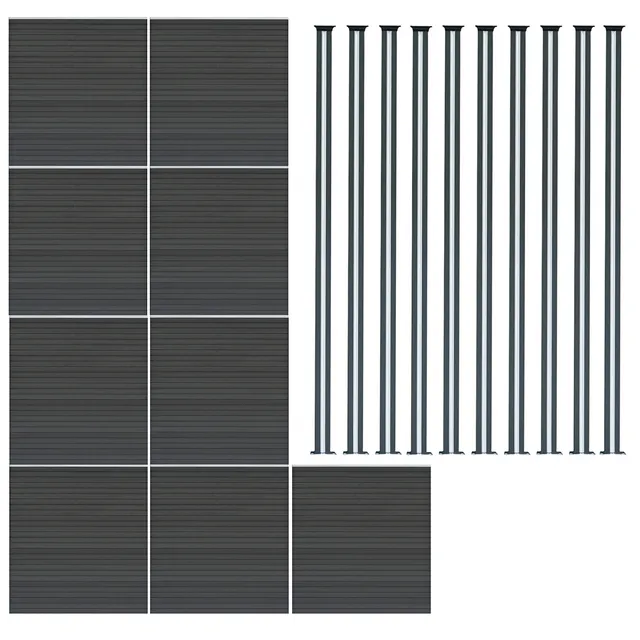 Q-Rax Recinzione 9 Pannelli +10 Pali LED grigio 185 cm
