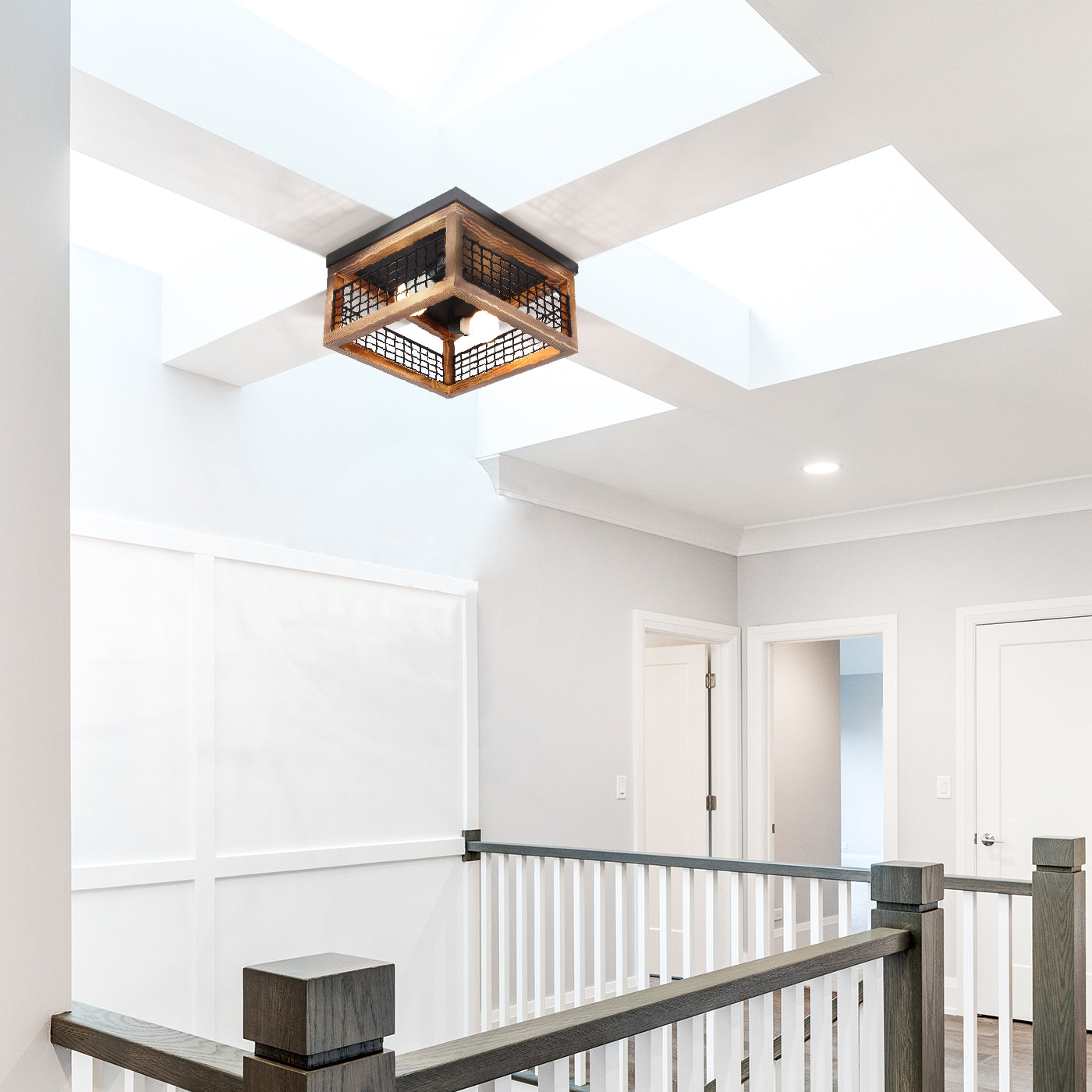 Jackcube Design Living Room Plafoniera 2 Luci Legno E26