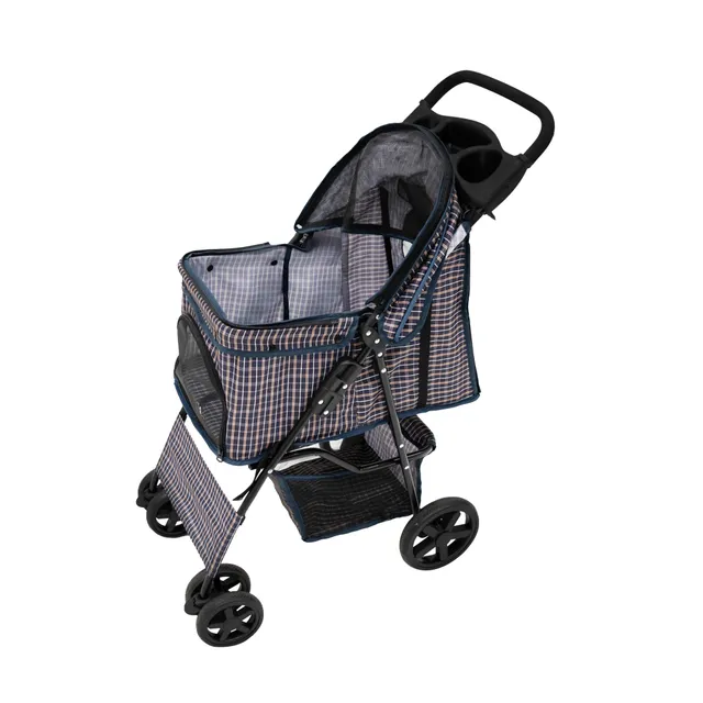 Q-Rax Accessori Casa Passeggino Cani Blu Tartan Antipioggia