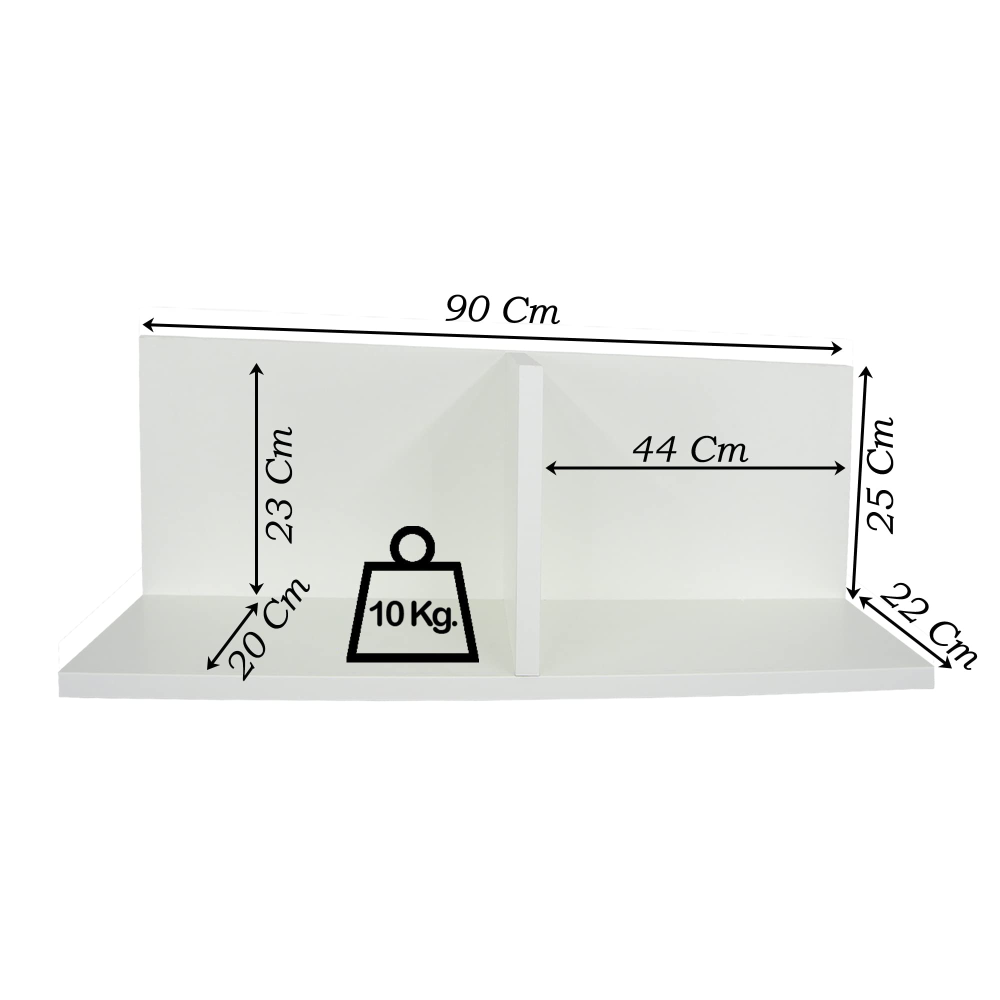 Henor Mensole Mensola Parete Bianca 90x22x25 Divisorio 10 kg