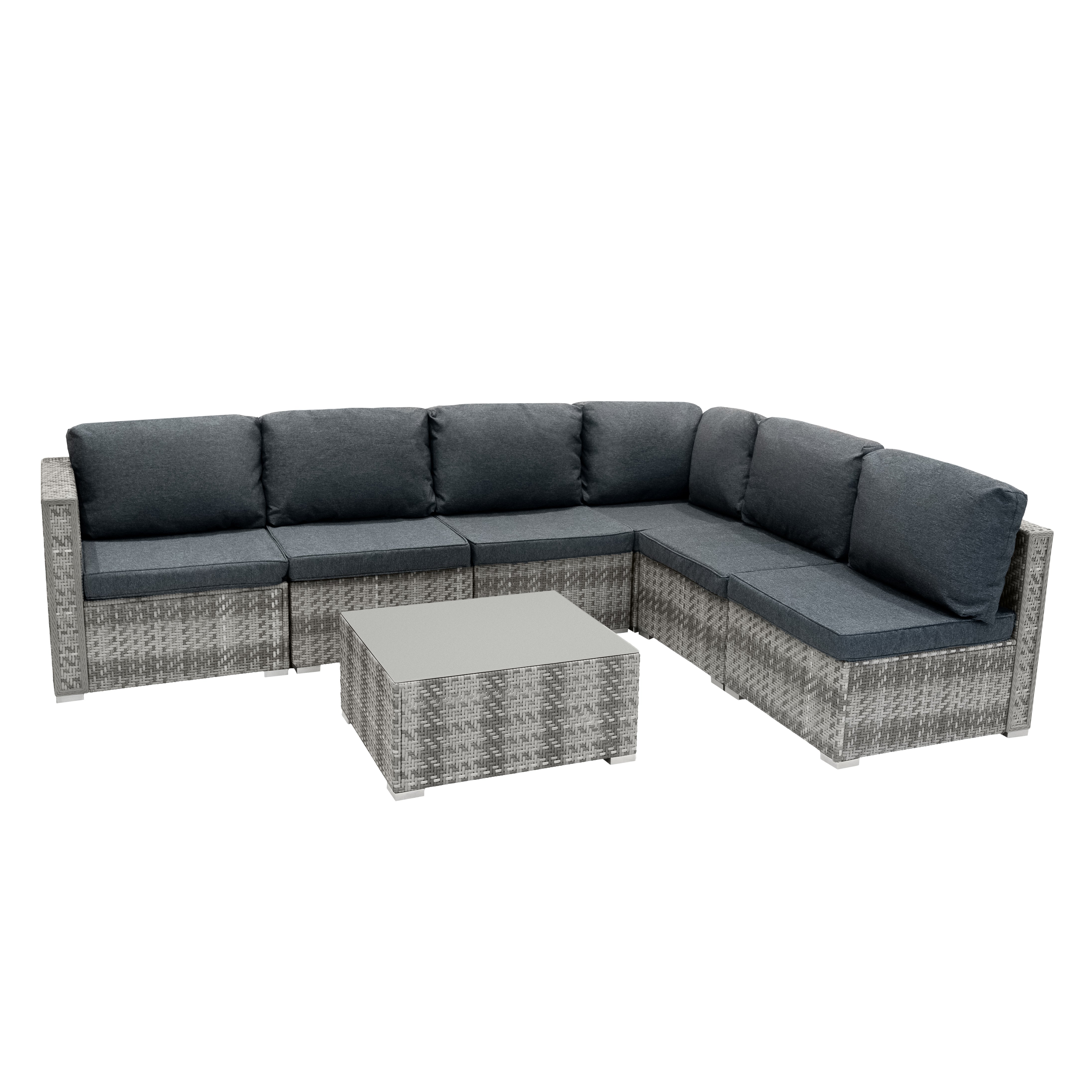 Q-Rax Set Divani Rattan 7 Pezzi Grigio con Baule 700L