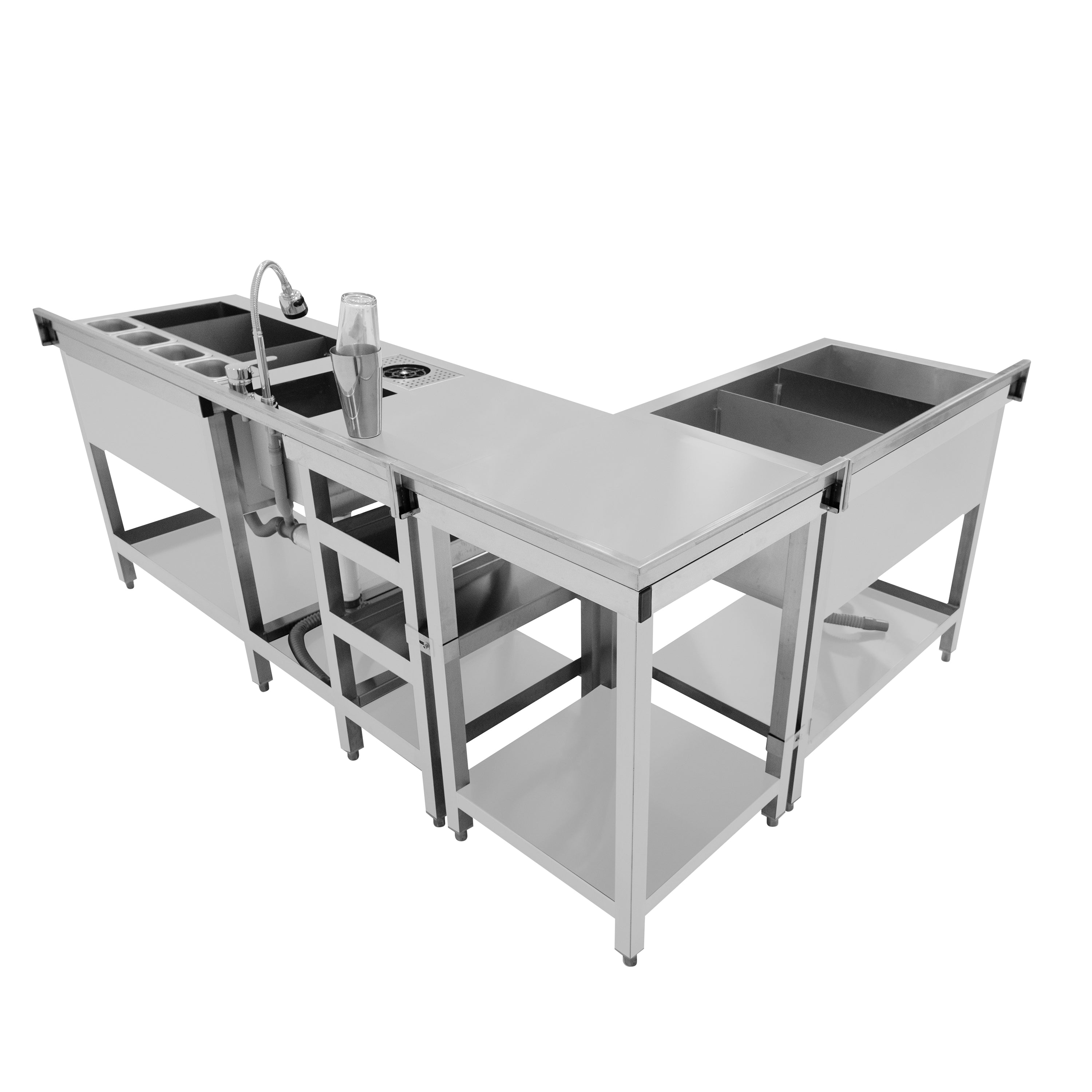 Q-Rax Postazione Cocktail Modulare Acciaio Inox con Ghiaccio