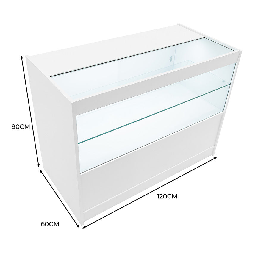 Q-Rax C1200 Bancone Negozio Bianco LED con Serratura