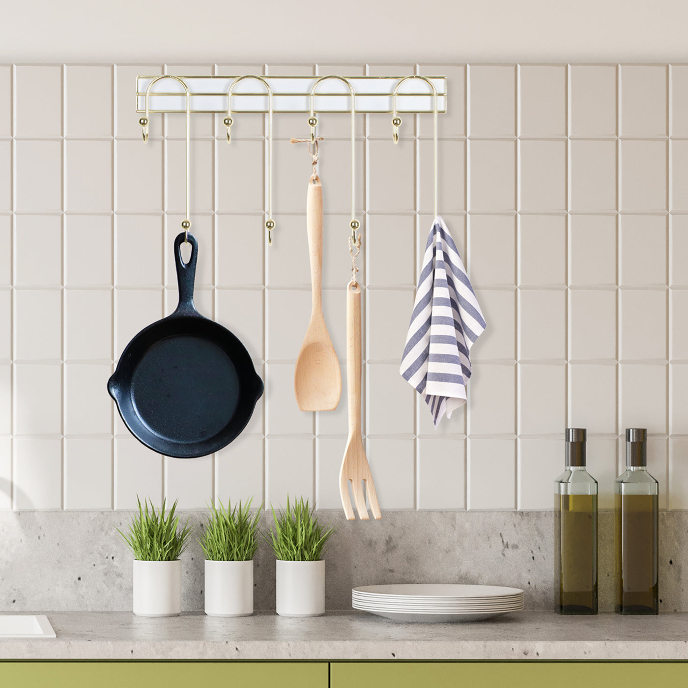 Jackcube Kitchen Portatazze Parete Oro 8 Ganci Metallo