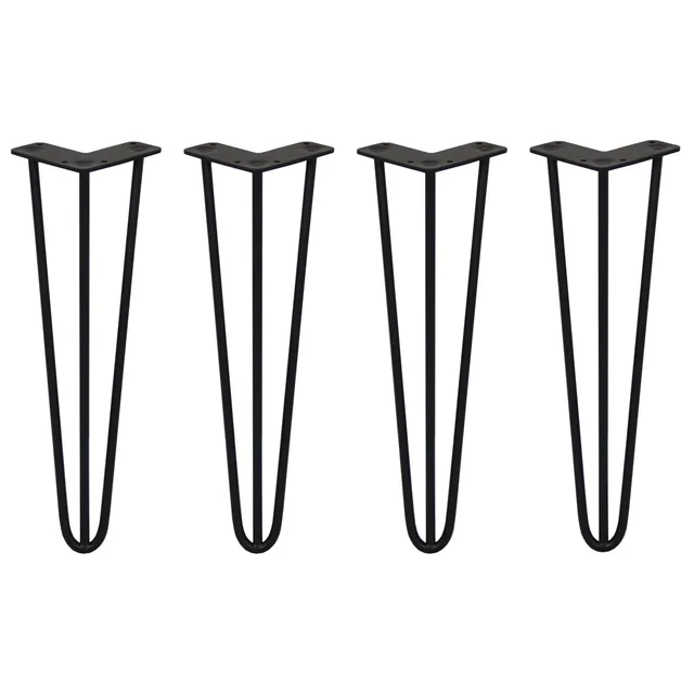 Q-Rax Gambe Tavolo Forcina 40,6 cm Set 4 Pezzi Nero 3 Rebbi