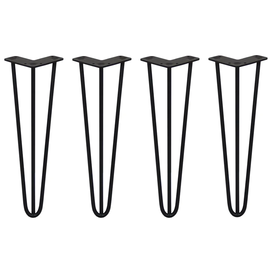 Q-Rax Gambe Tavolo Forcina 40,6 cm Set 4 Pezzi Nero 3 Rebbi