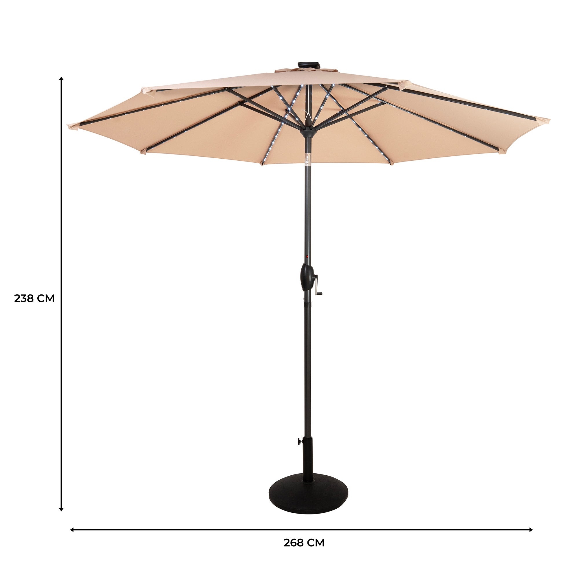 Q-Rax Mobili da Esterno Ombrellone LED 2,7m Beige con Base