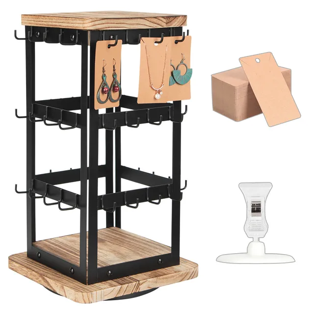 Jackcube Design Portagioie Girevole Nero 3 Piani 48 Ganci Orecchini