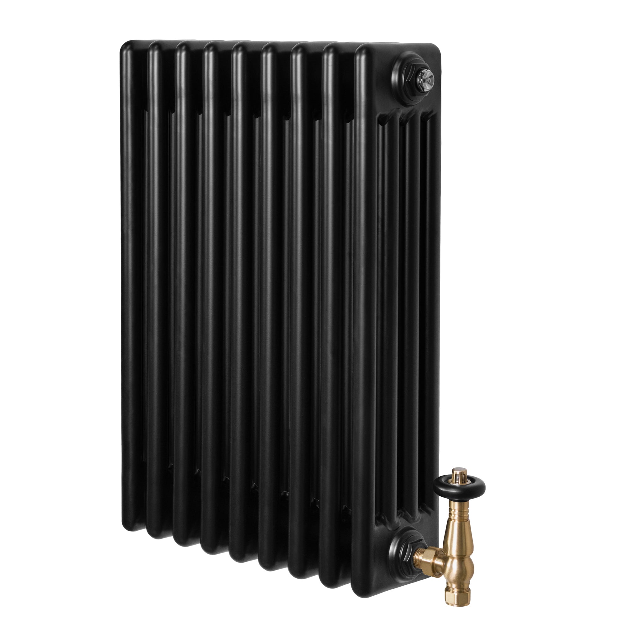 Q-Rax Tradizionale 600x425 mm Termosifone 4 Colonne Nero Valvole
