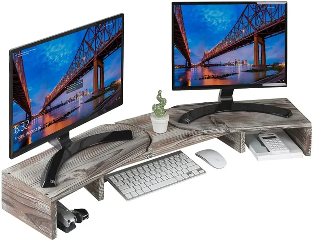Jackcube Design Home Office Supporto Monitor Doppio Legno