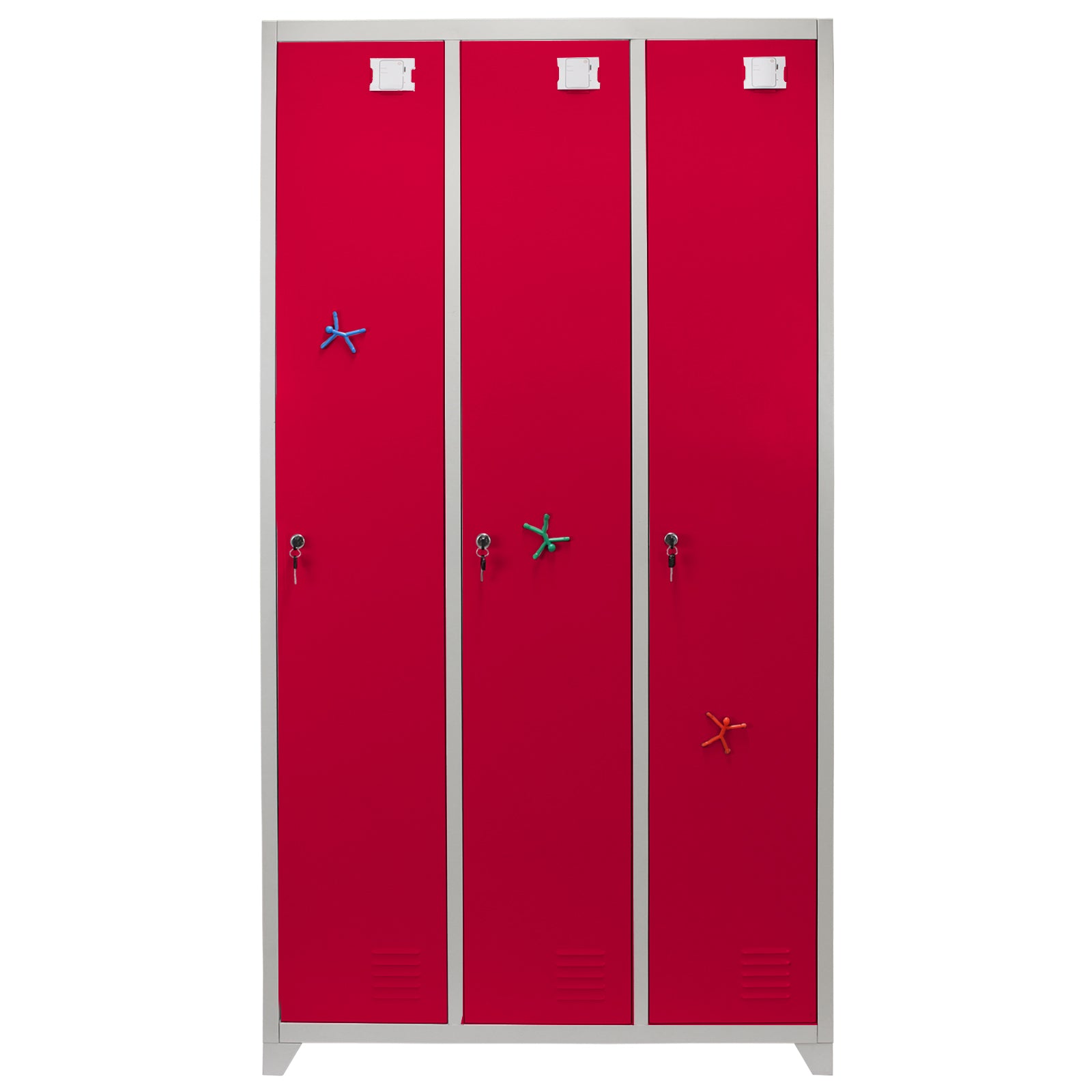 Q-Rax Armadietto 3 Porte 180x90x50 cm Acciaio Rosso Grigio