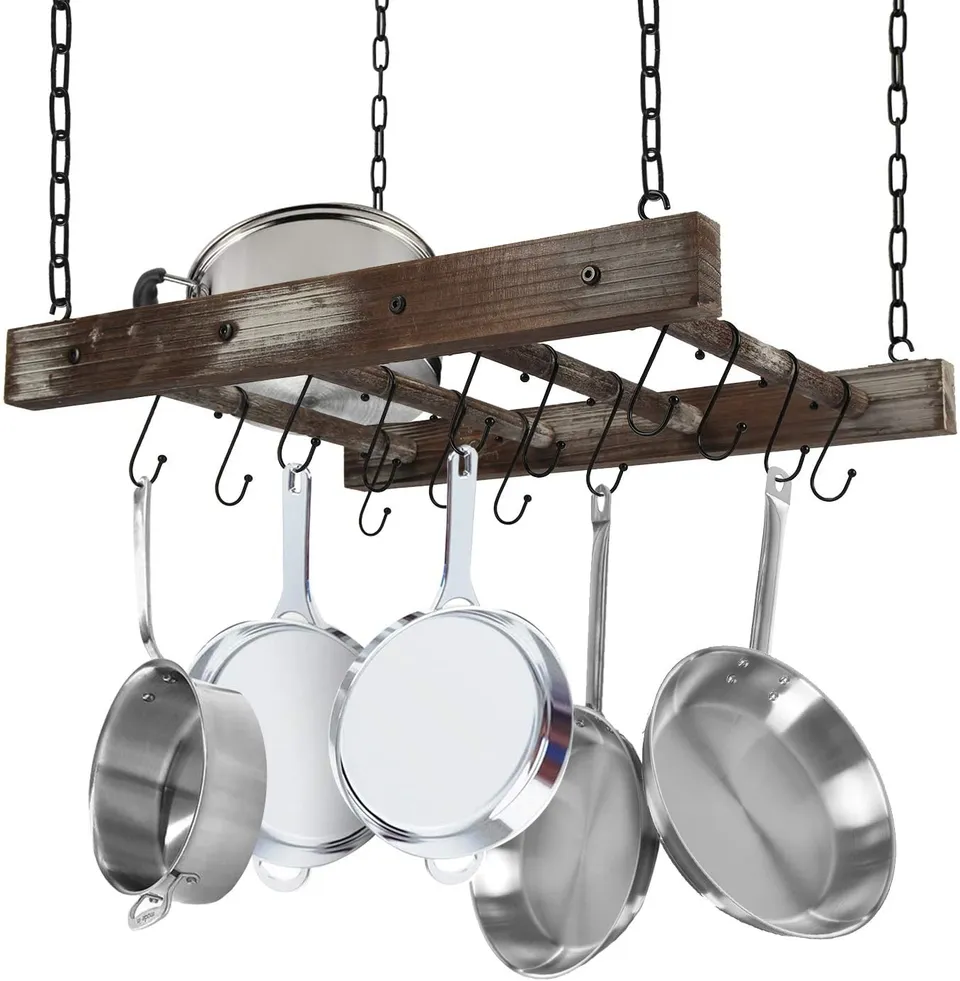 Jackcube Design Kitchen appendipentole da soffitto legno 16 ganci