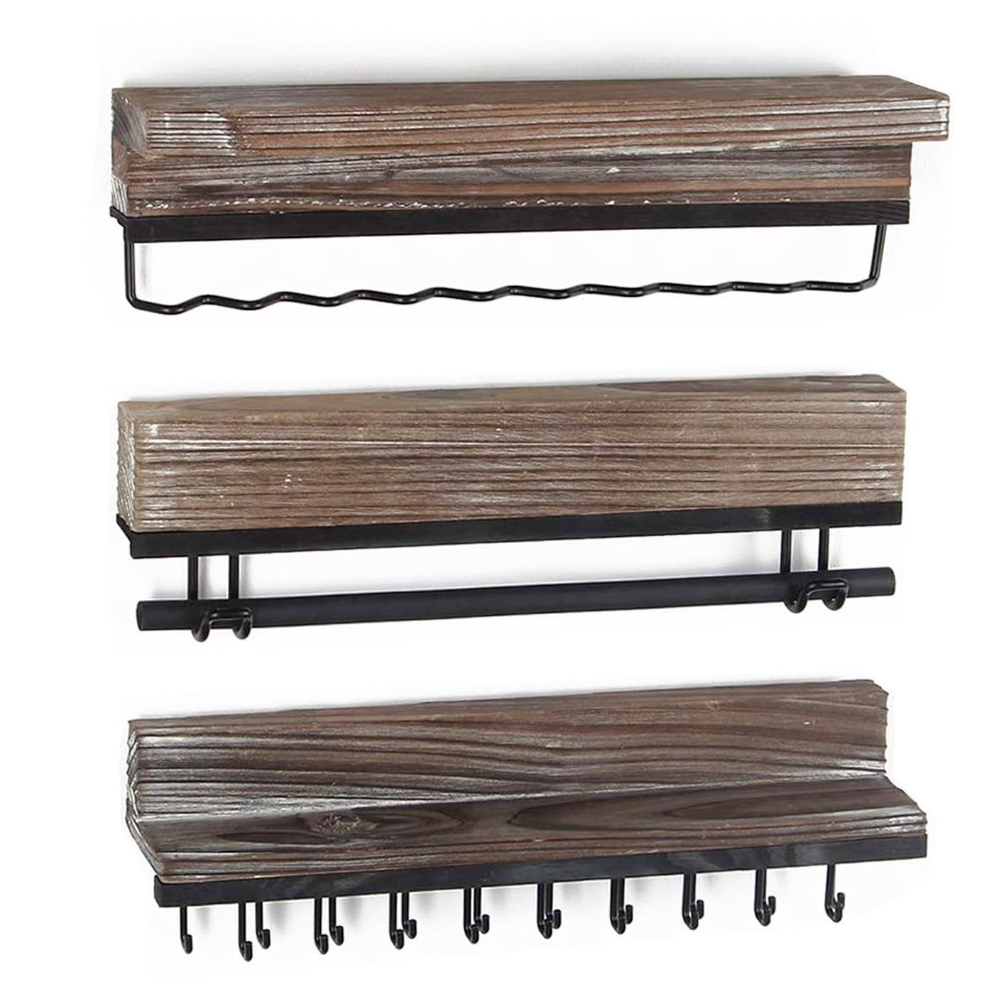 Jackcube Design Portagioie Parete Legno Rustico Set 3 Pezzi