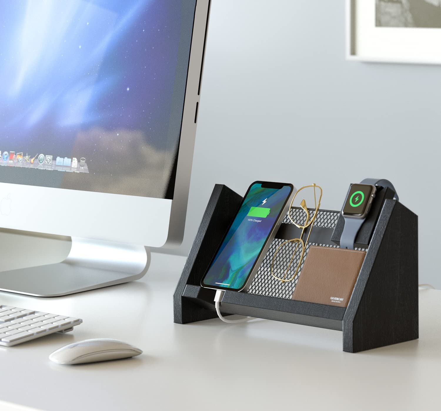 Jackcube Design Home Office docking station legno nero rete metallica