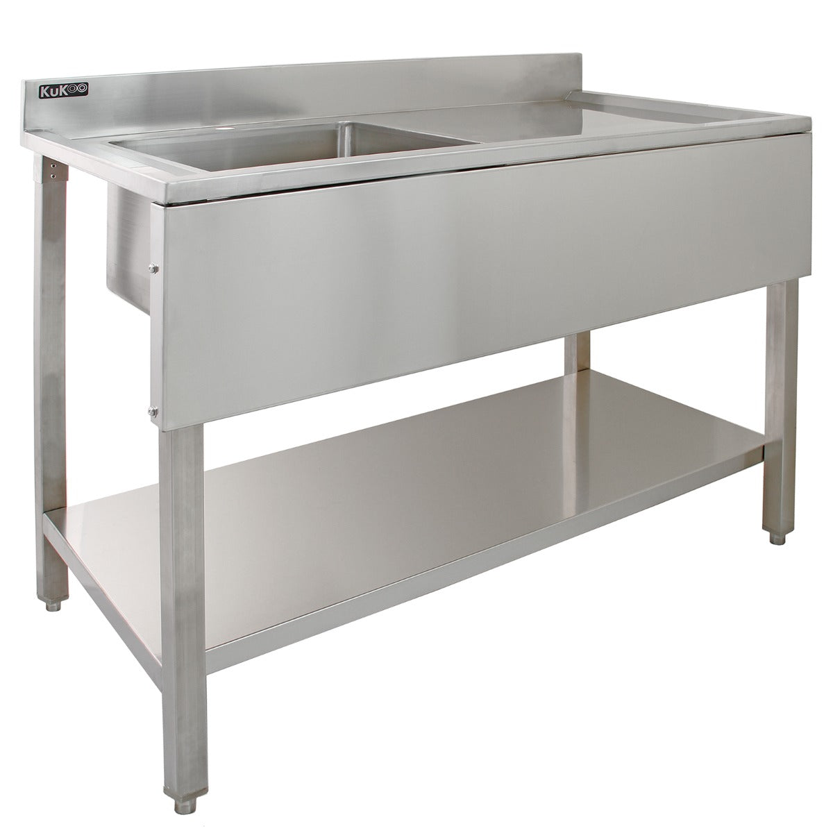 Q-Rax Ristorazione Lavello Inox 180cm Sgocciolatoio + Mensole 125cm