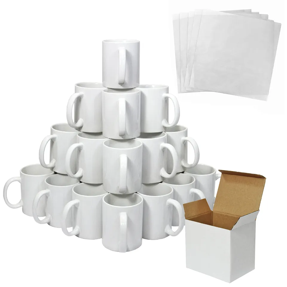 Q-Rax 36 Tazze Sublimazione Bianche 11oz 325ml con Scatole