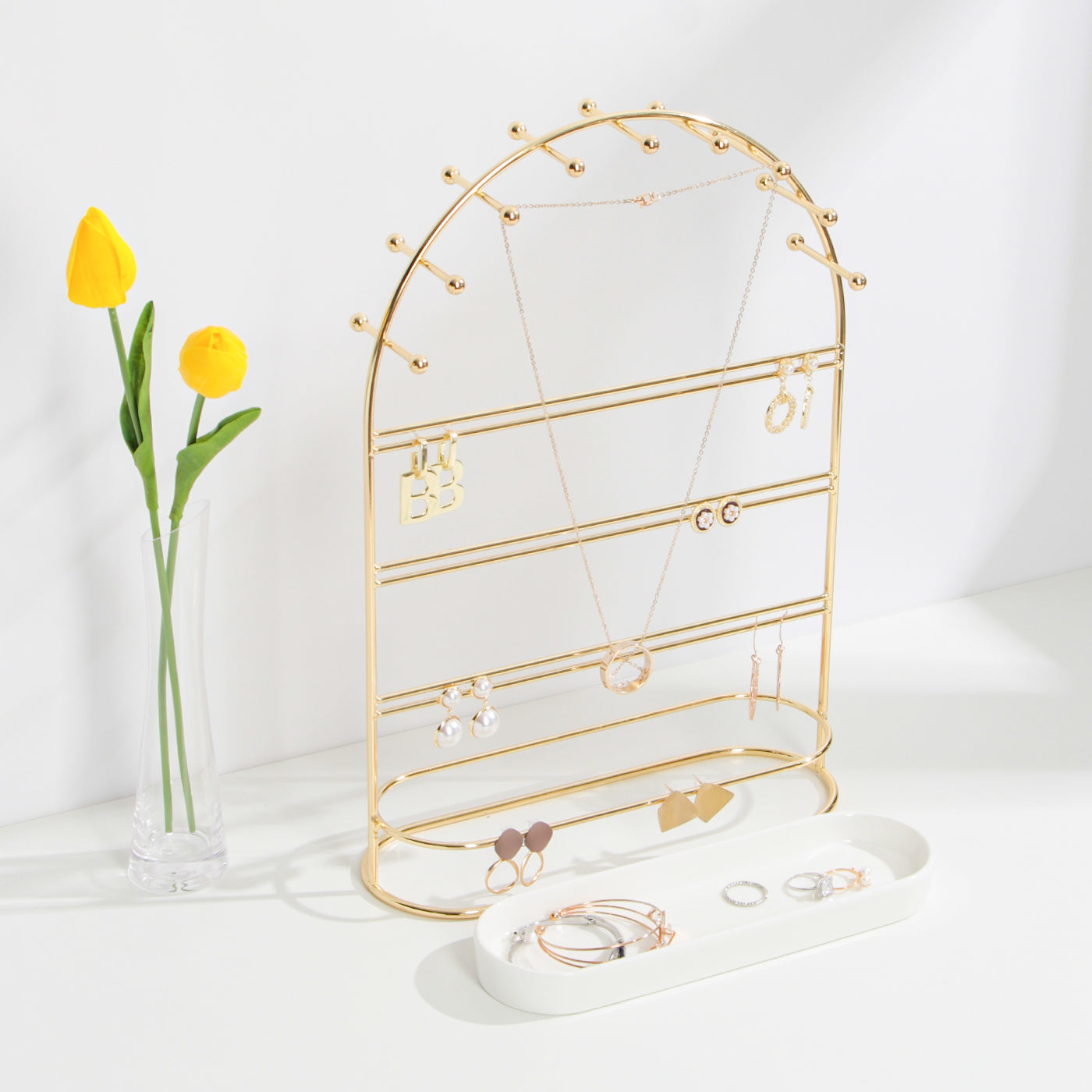 Jackcube Design Portagioie Oro 4 Ripiani con Vassoio Ceramica