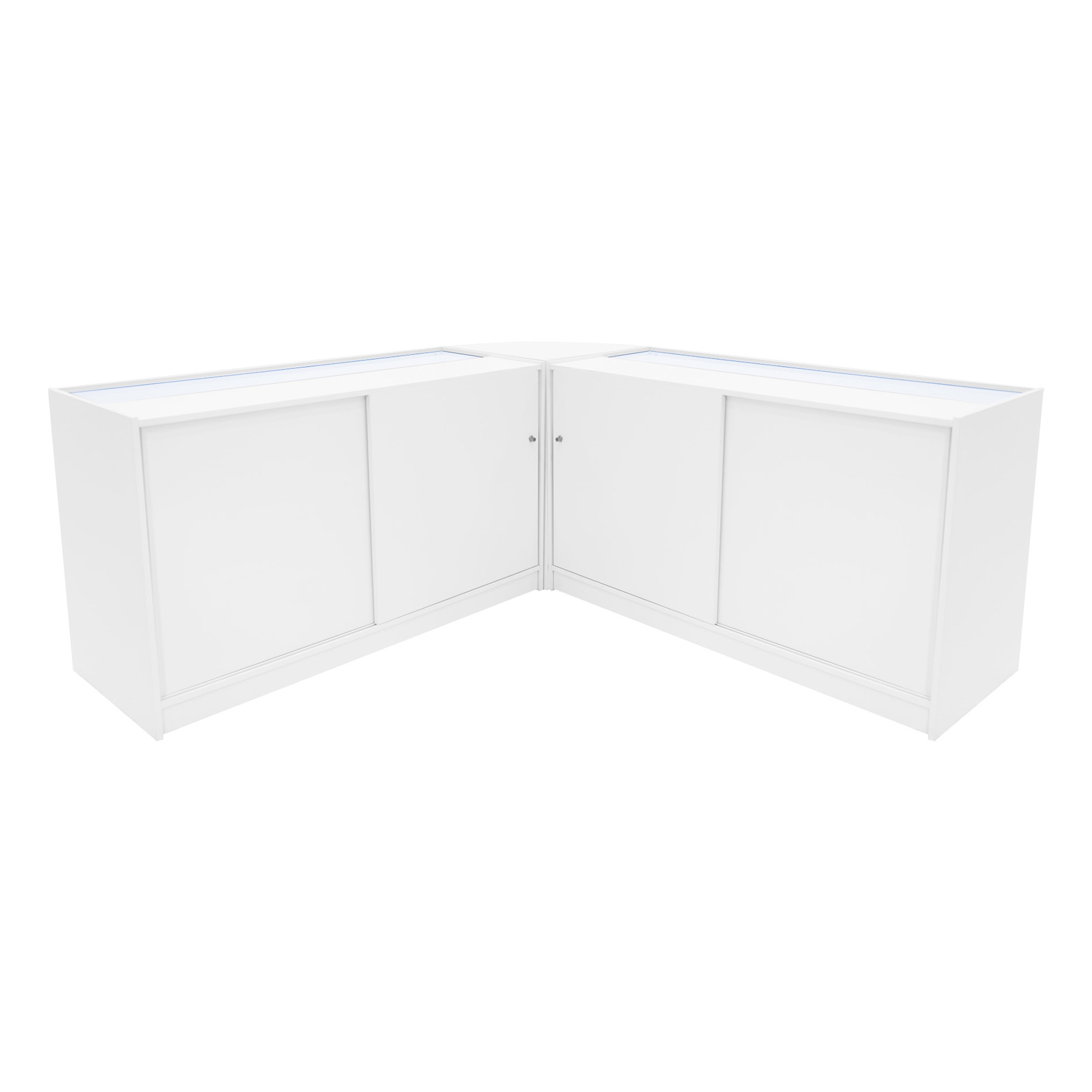Q-Rax Iris Set Banconi B1500 x2 Angolo CM60 Vetrina LED Bianca