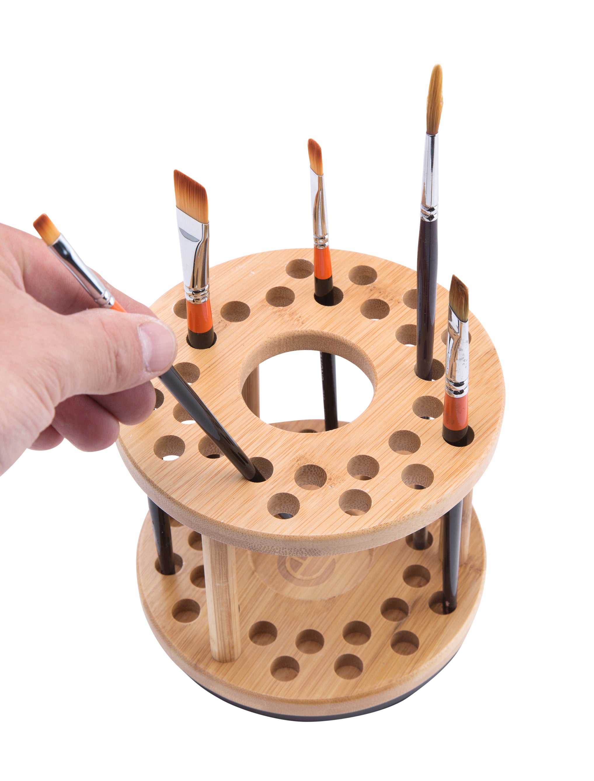 Jackcube Design Portapennelli Trucco Bambù Girevole 27 Fori