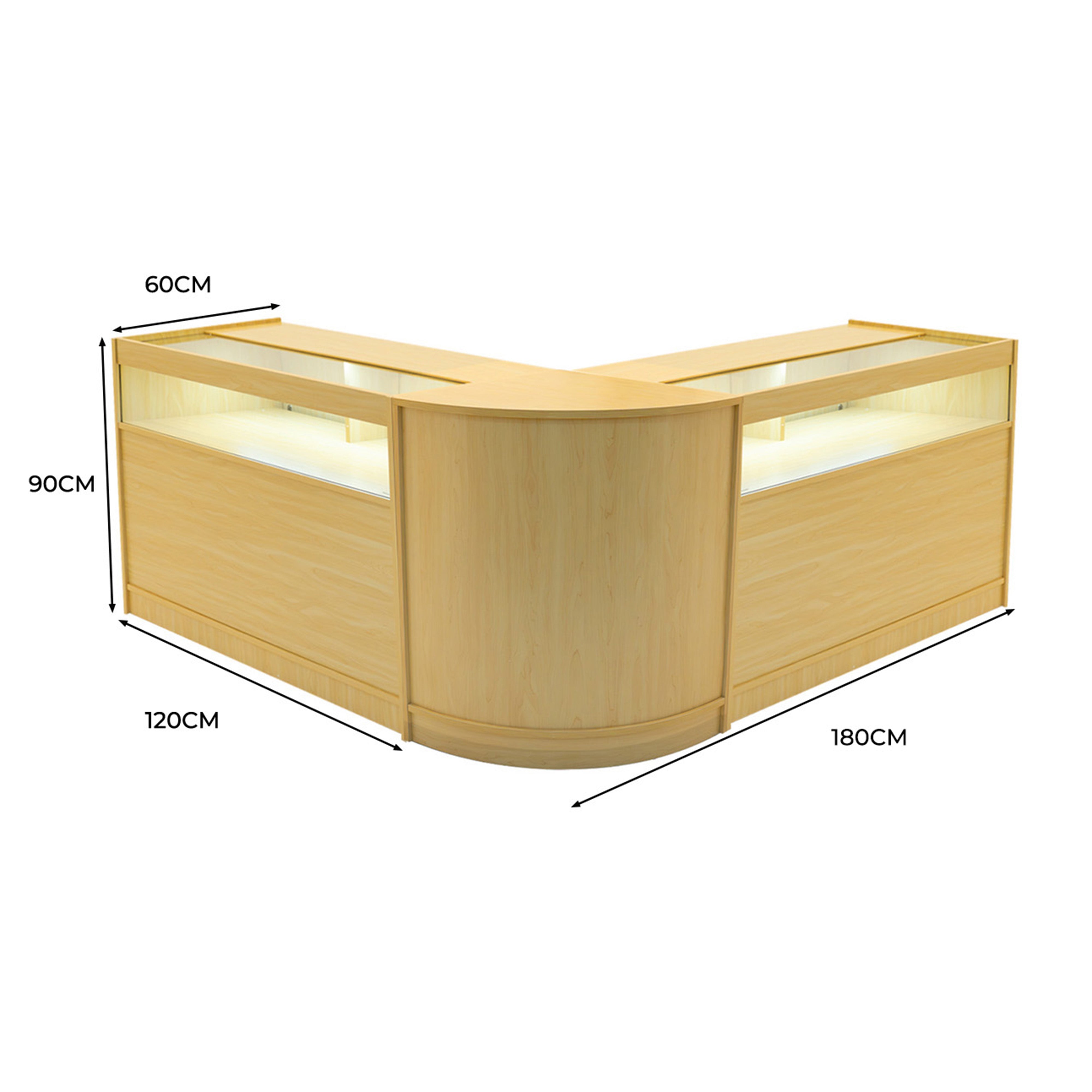 Q-Rax Iris Set B1200 CM60 bancone negozio LED acero