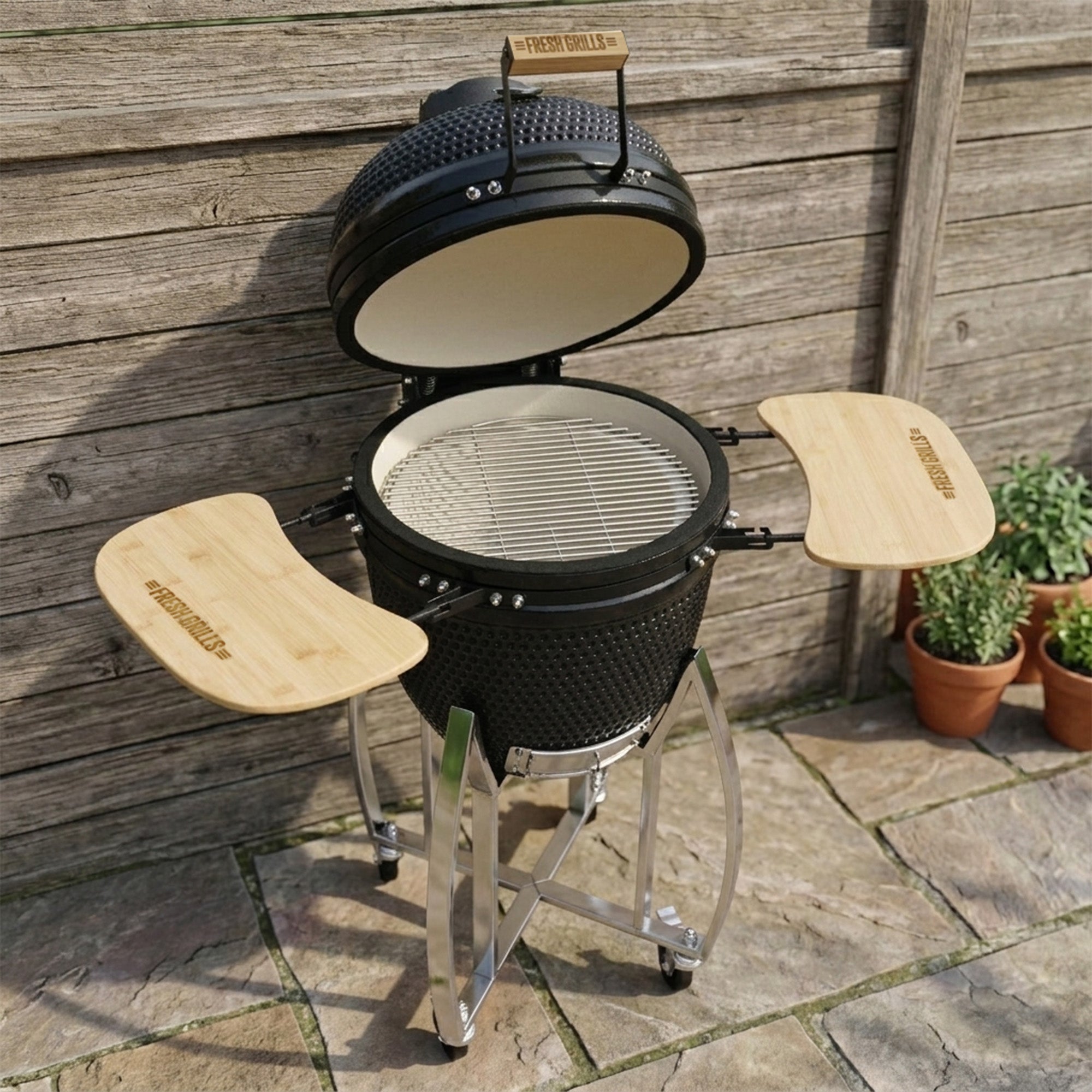 Q-Rax Kamado BBQ Grill 18" 46cm Barbecue Ceramica Nero