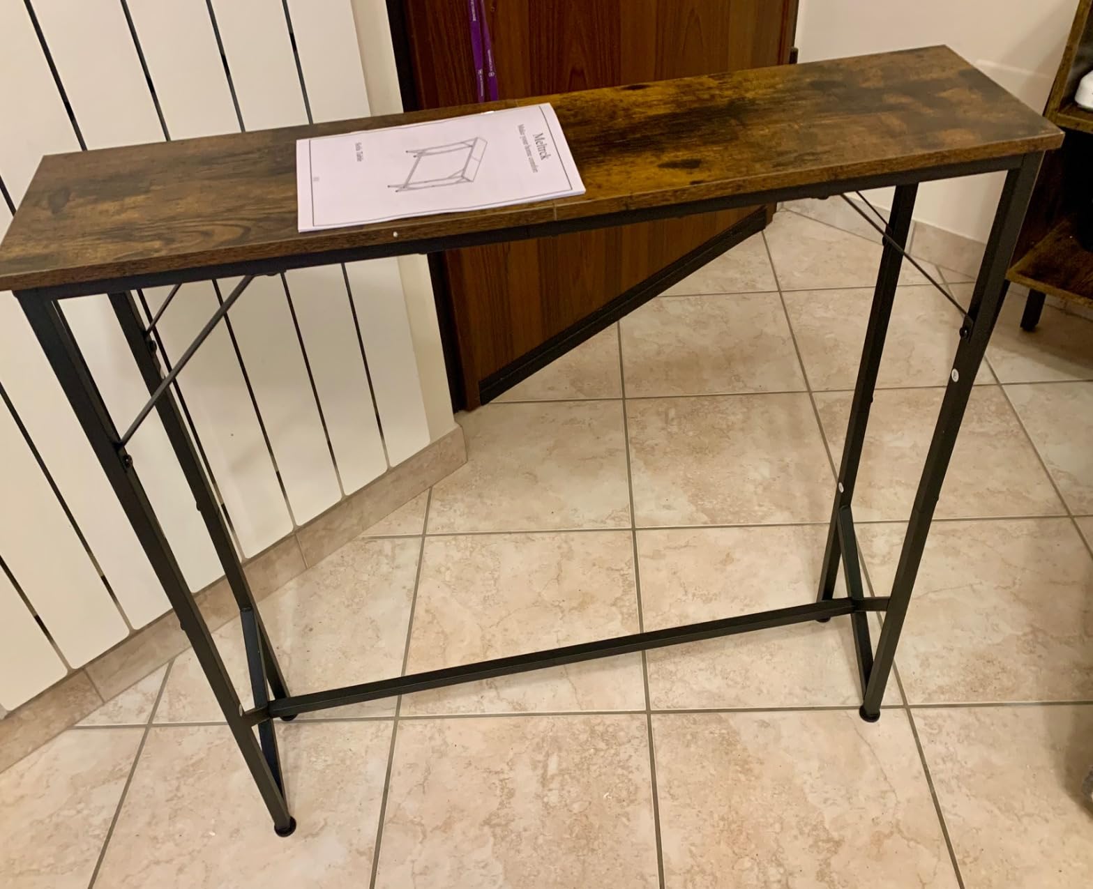 Meltrck Tavolo Consolle Vintage 80x20x80 Legno Metallo Sottile