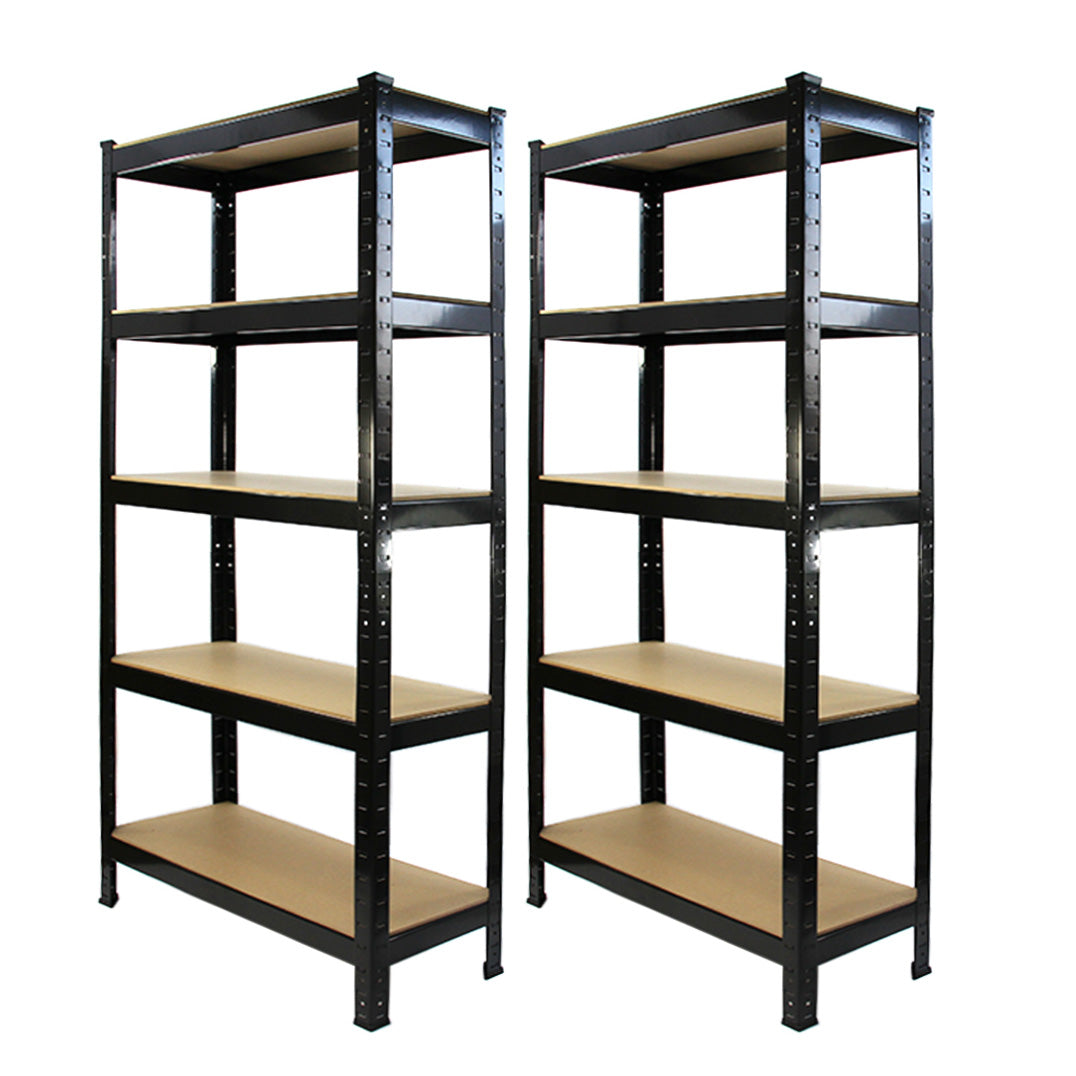 Q-Rax T-Rax 2 Scaffali Acciaio Neri 75cm 5 Ripiani