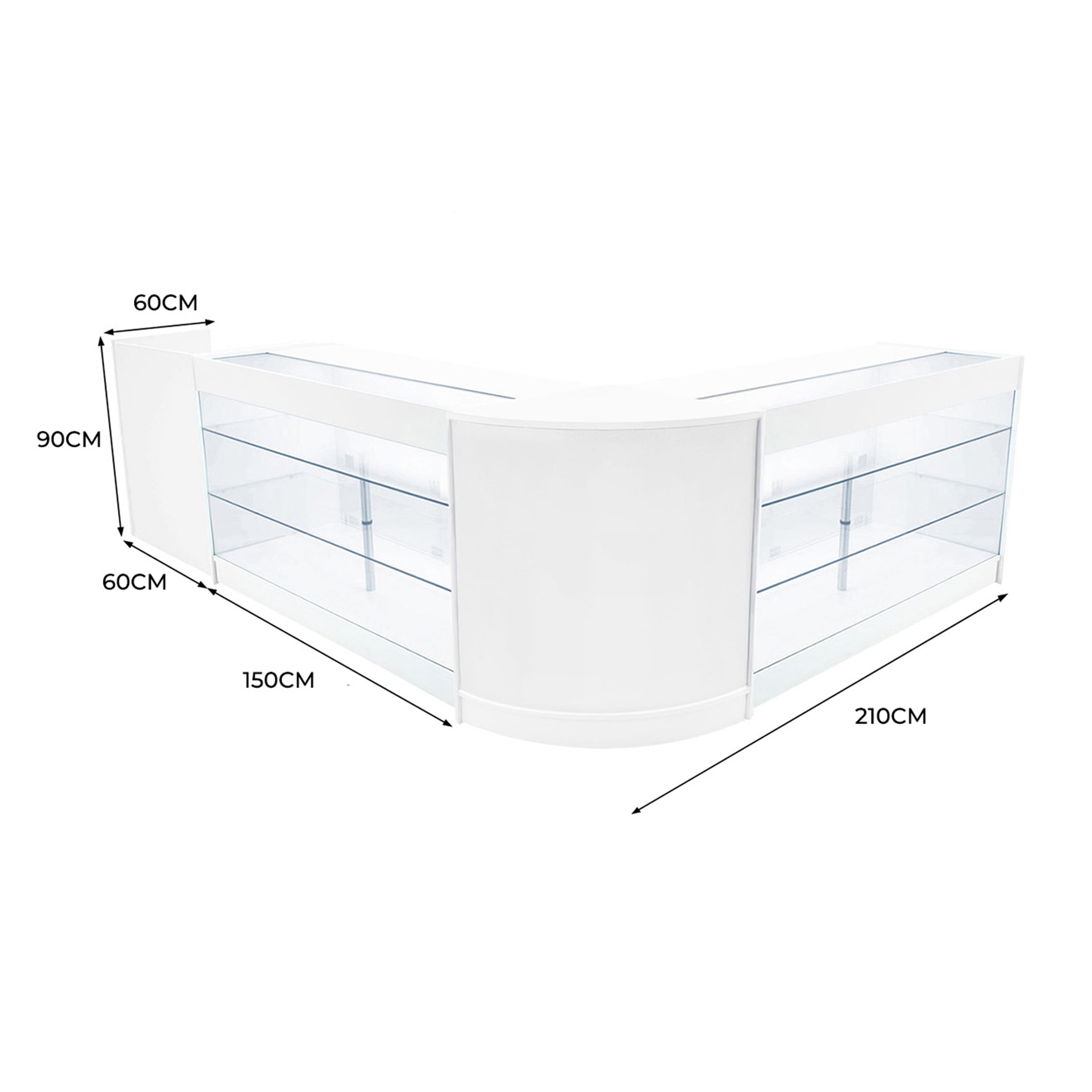 Q-Rax Banconi Aries CM60 TB60 2xK1500 bancone bianco LED set