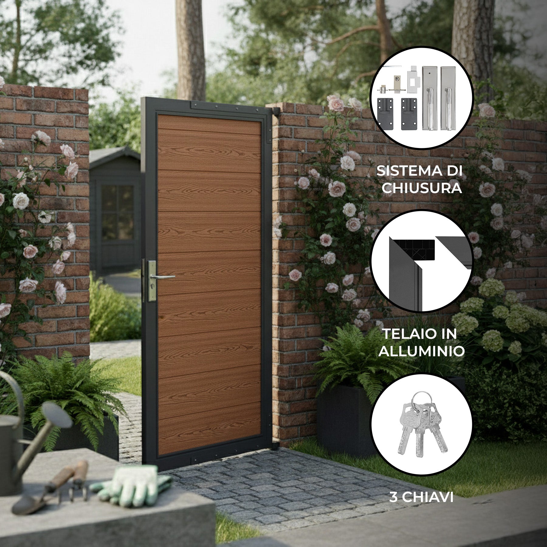 Q-Rax Deposito Porta Giardino Ecolegno Marrone 180x90cm