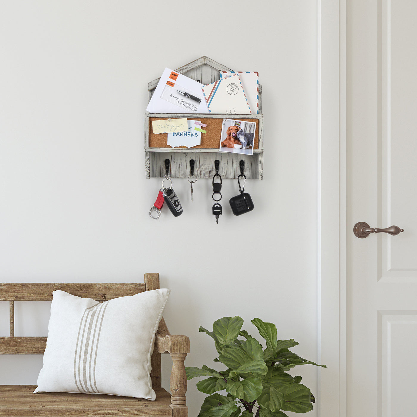 Jackcube Design Entryway Portachiavi Parete 4 Ganci Bianco