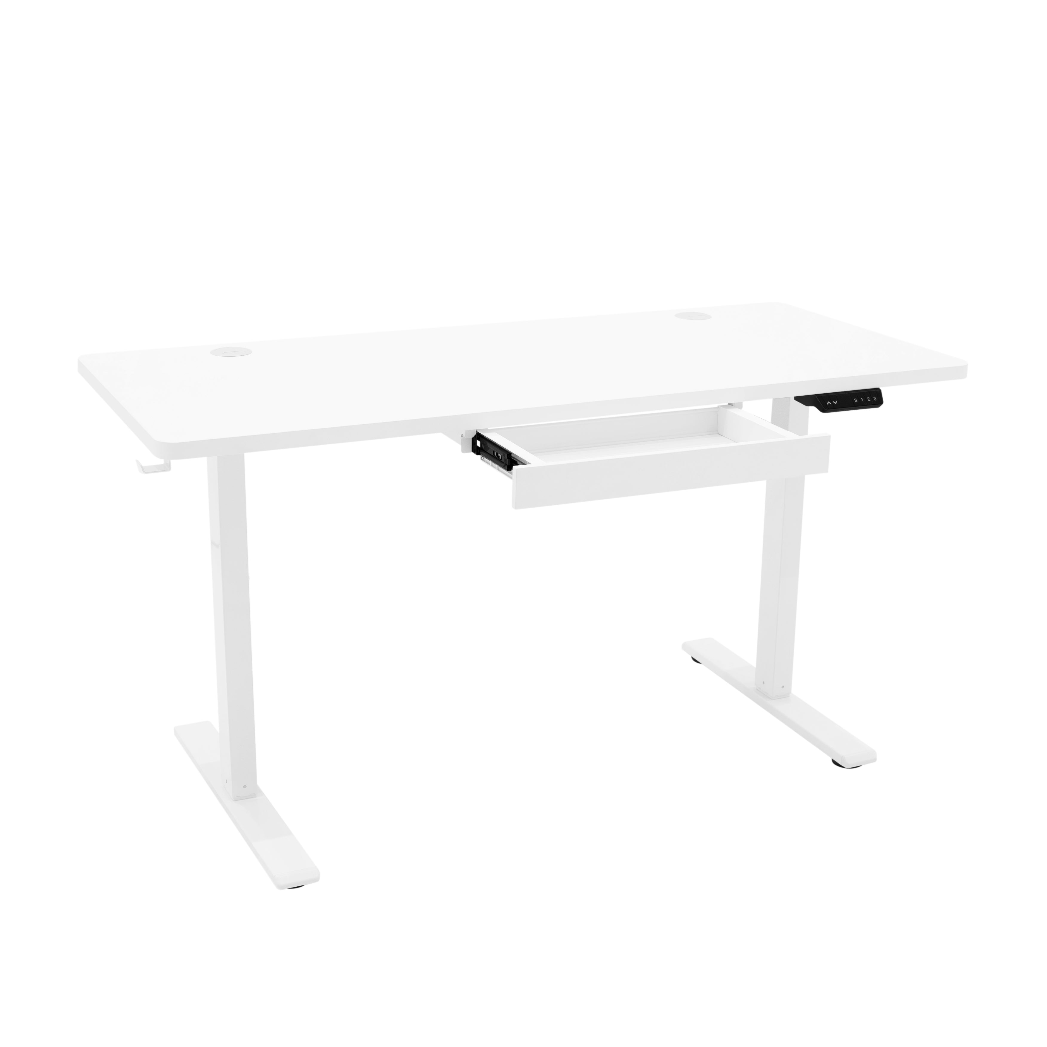 Q-Rax Scrivania Elettrica Regolabile 140x60 Cassetto Bianco