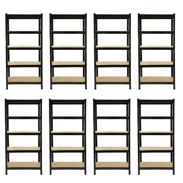 Q-Rax T-Rax Scaffale Garage 75x30 Nero 8 Pezzi Portata 150 kg