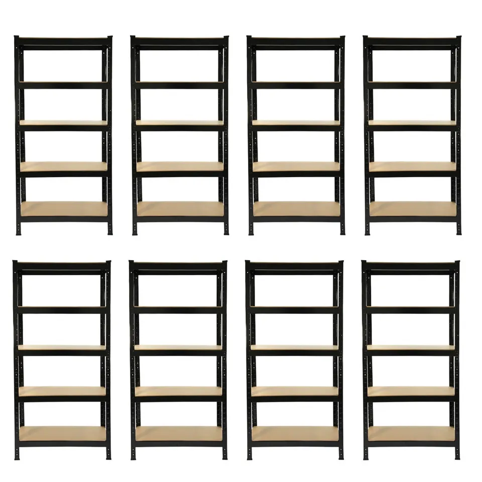 Q-Rax T-Rax Scaffale Garage 75x30 Nero 8 Pezzi Portata 150 kg