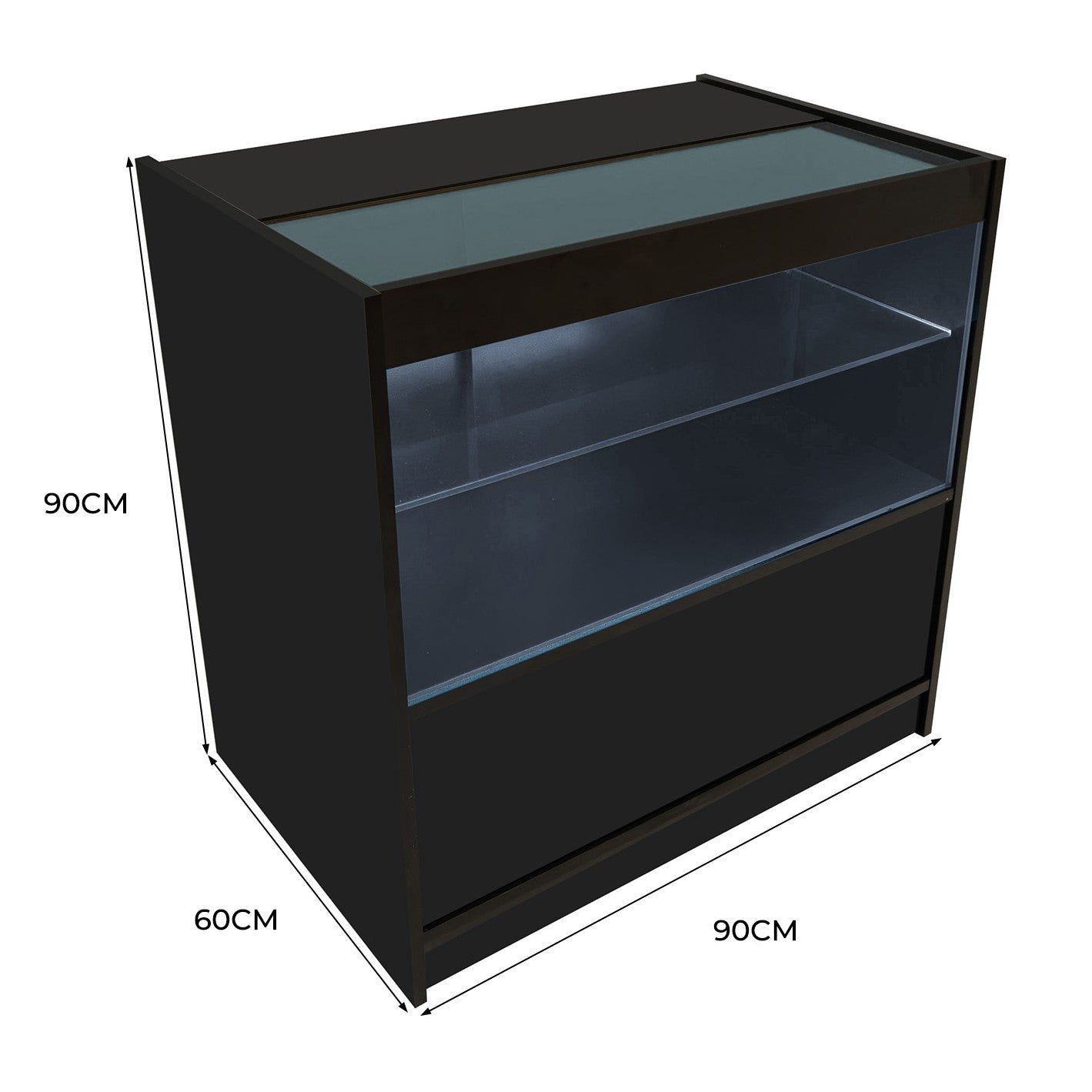 Q-Rax Banconi da Negozio C900 bancone nero vetro LED serratura