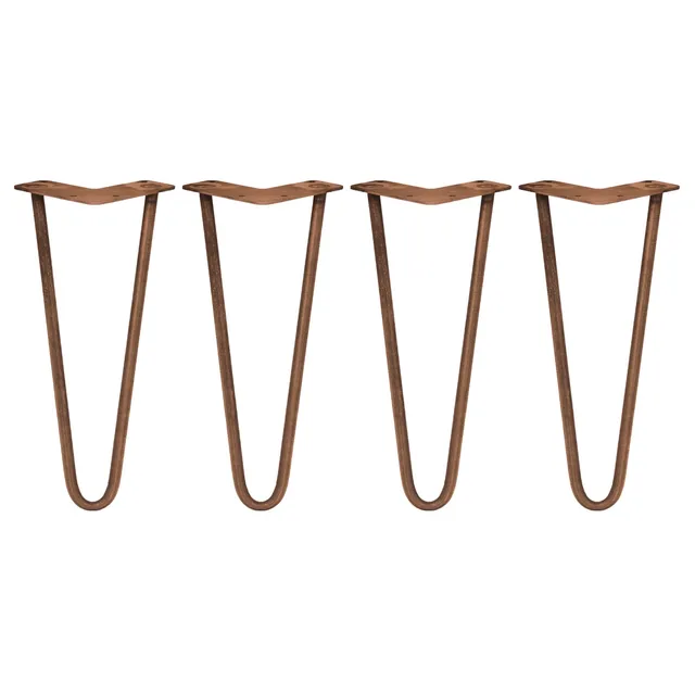 Q-Rax Gambe Per Tavoli a Forcina 30,5 cm Rame Anticato 4 Pezzi
