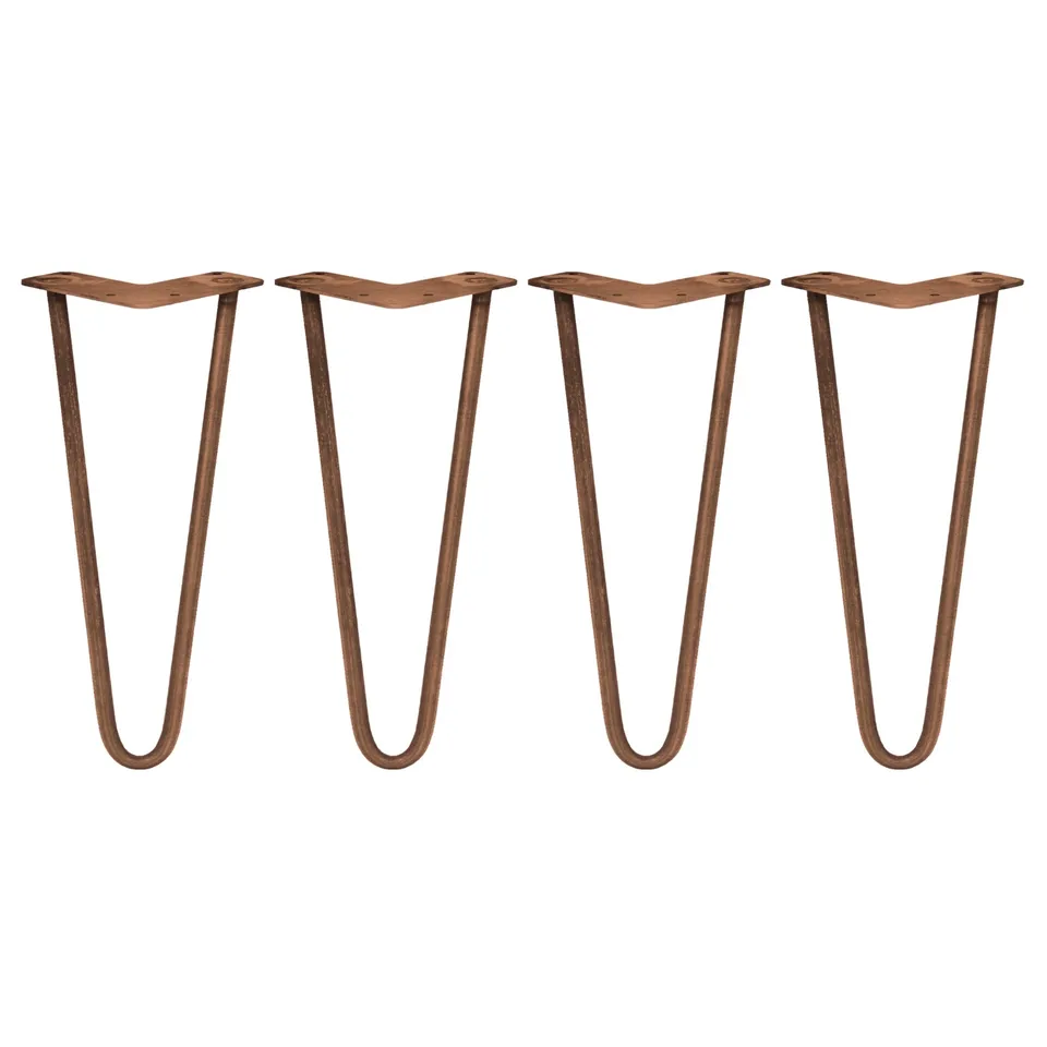 Q-Rax Gambe Per Tavoli a Forcina 30,5 cm Rame Anticato 4 Pezzi