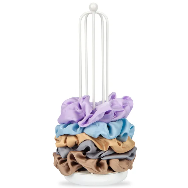 Jackcube Design Makeup & Jewelry stand scrunchie bianco metallo base legno